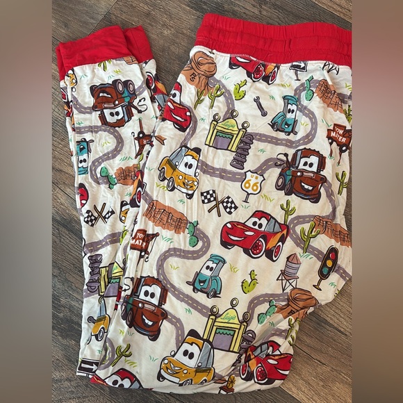 Little Sleepies Race Car Print Pajama Bottoms - Red and Cream - Picture 2 of 2